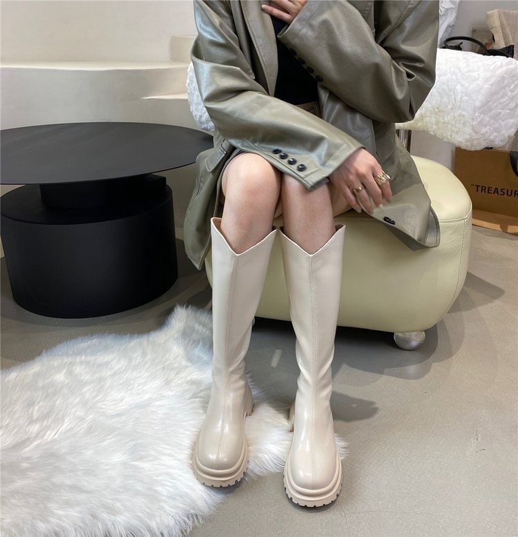 Tall Plain Boots Platform