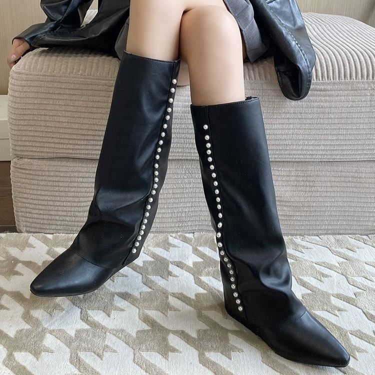 Pointy Tall Boots Wedge