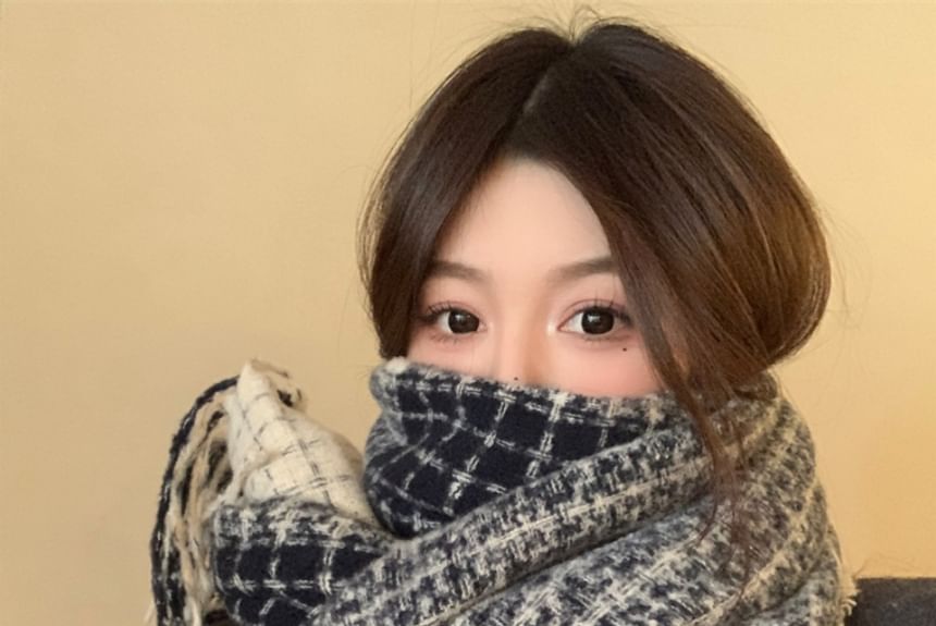 Plaid Fringe Scarf