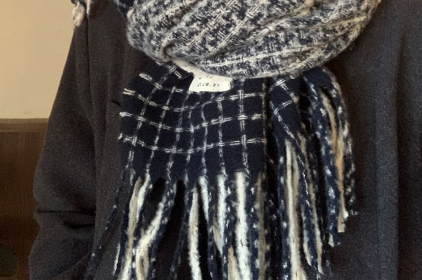 Plaid Fringe Scarf