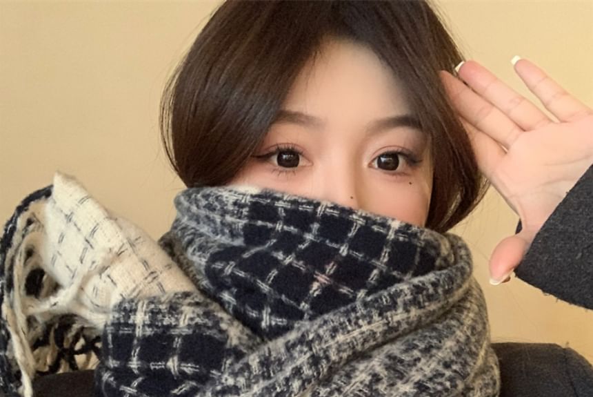 Plaid Fringe Scarf