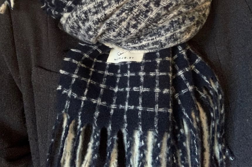 Plaid Fringe Scarf