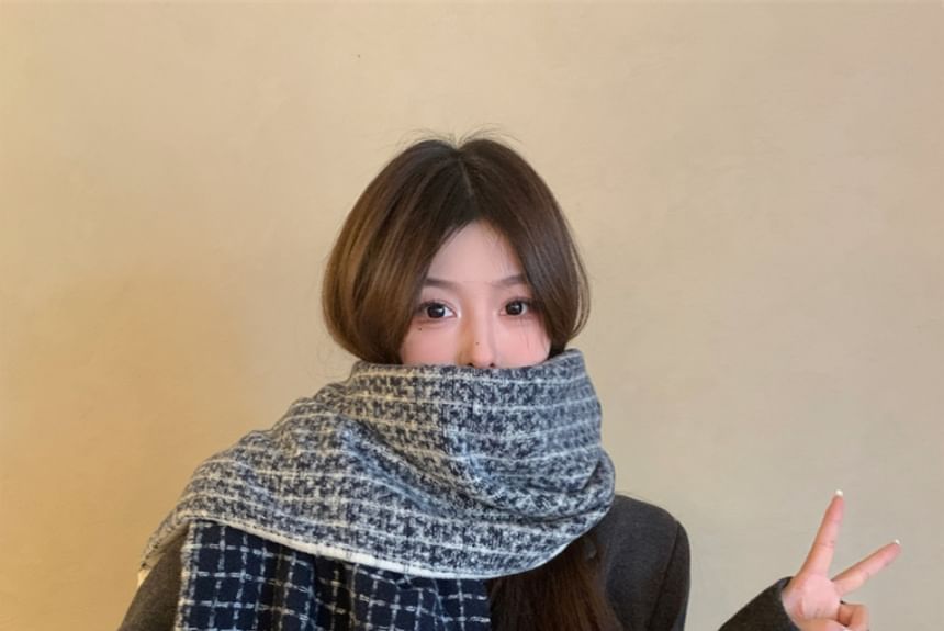 Plaid Fringe Scarf