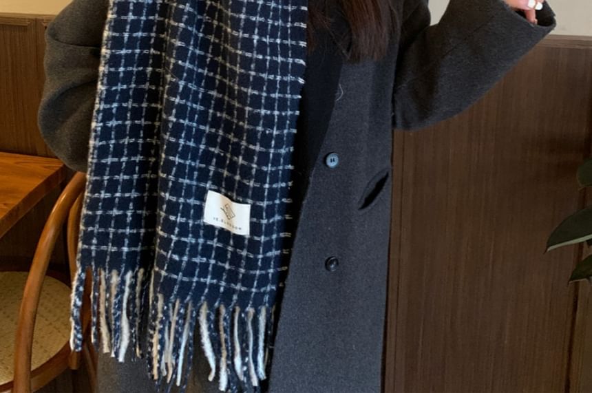 Plaid Fringe Scarf