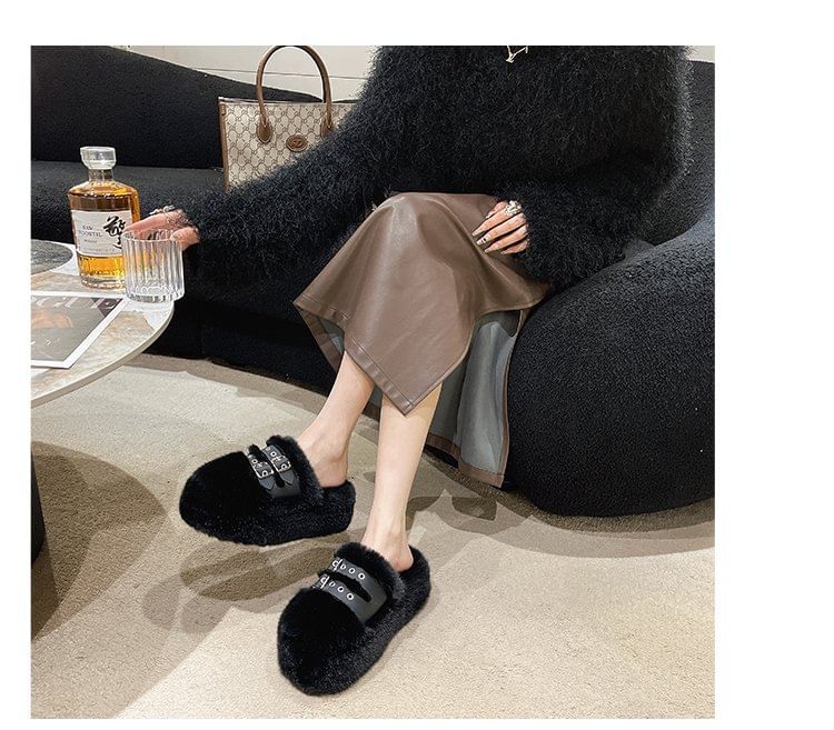 Sandals Buckled Platform Fleece