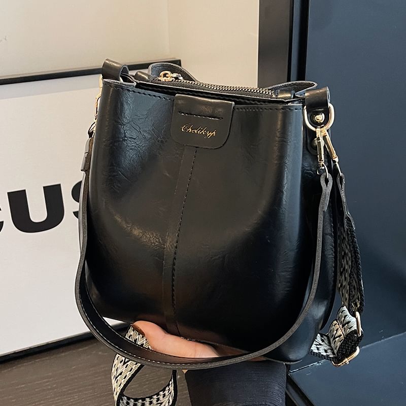 Leather Faux Bucket Bag