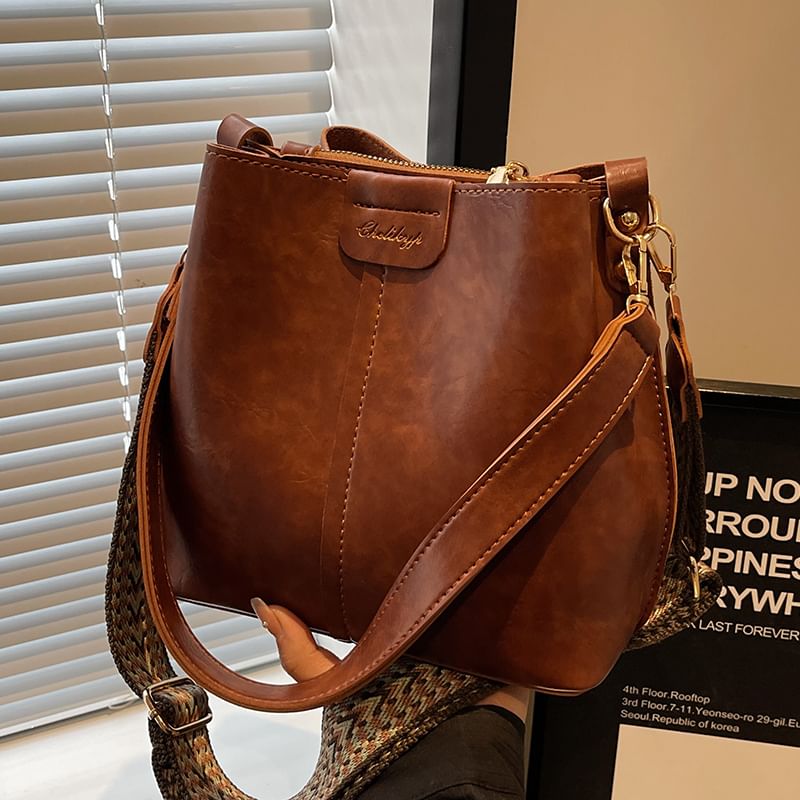Faux Leather Bucket Bag