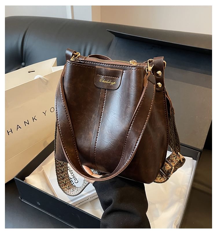 Leather Faux Bucket Bag