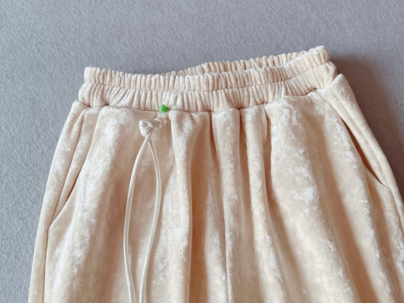 Mid Rise Velvet Wide Leg Pants