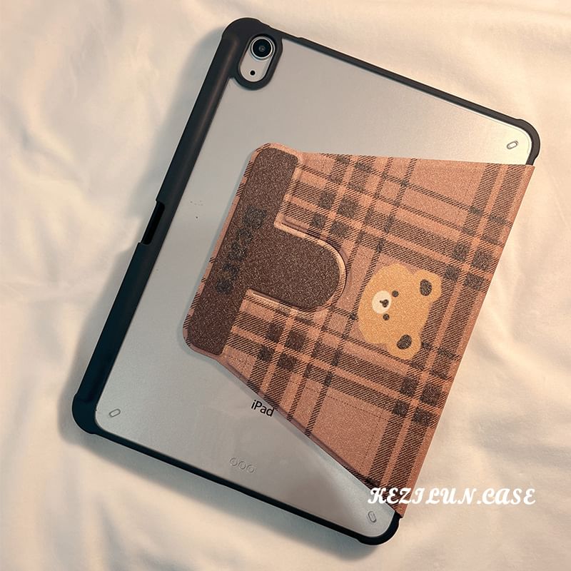 iPad Plaid Case Bear