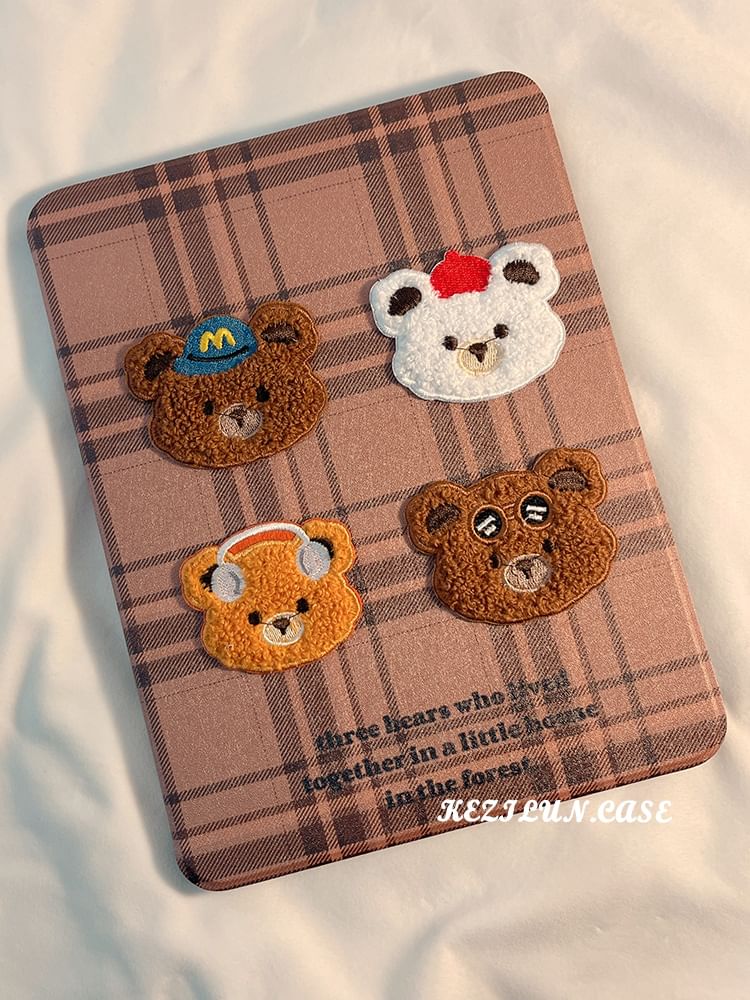 iPad Plaid Case Bear