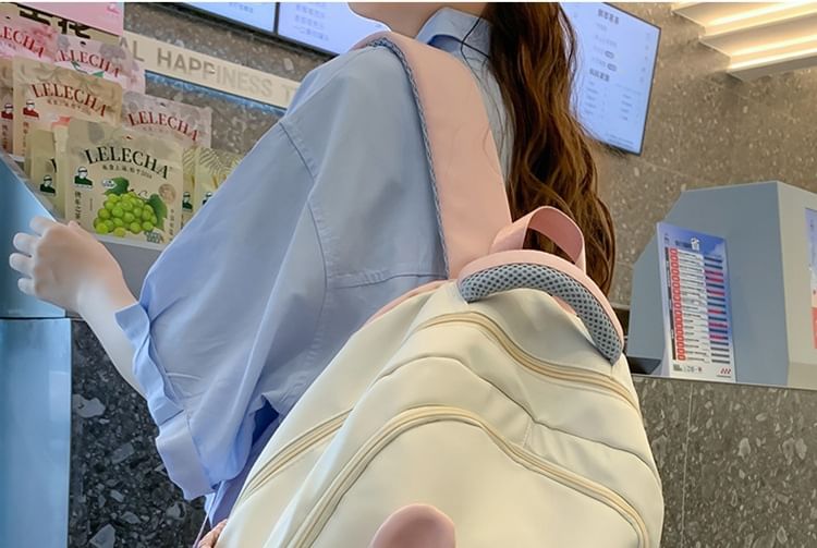 Sac à dos zippé à blocs de couleurs