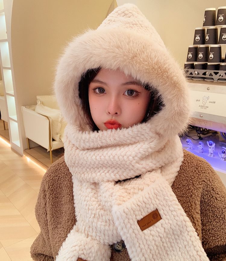 with Hooded Mittens Chenille Scarf