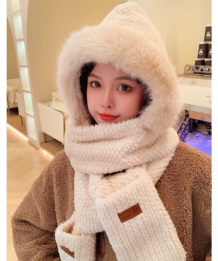 with Hooded Mittens Chenille Scarf