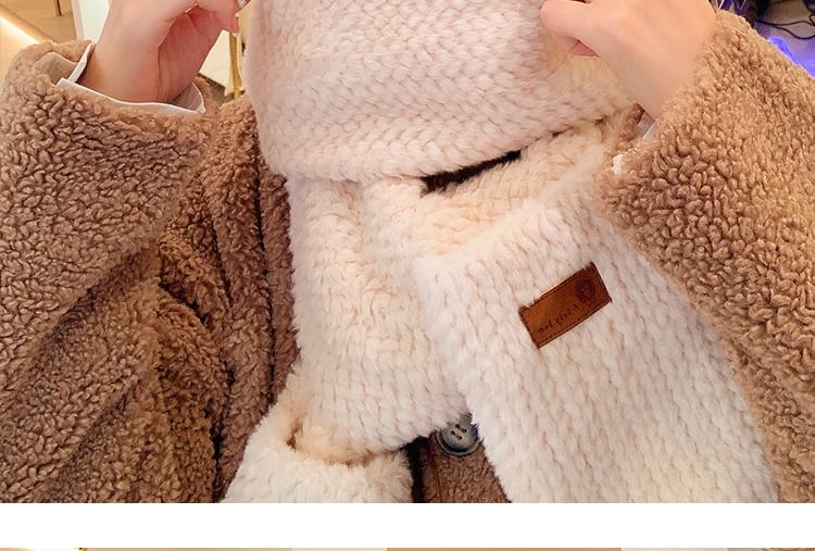 with Hooded Mittens Chenille Scarf