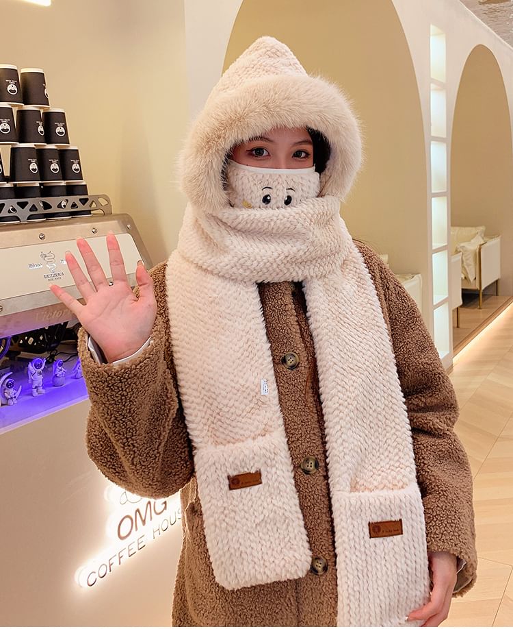 with Hooded Mittens Chenille Scarf