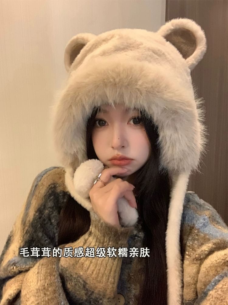 Bear Chenille Hat Ear Trapper
