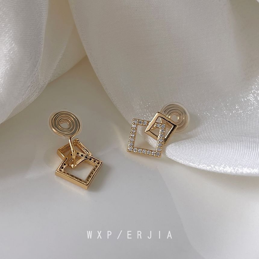 Rhinestone Ear Square Cuff Alloy