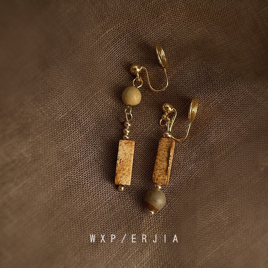 Faux Gemstone Ear Alloy Dangle Cuff Asymmetrical