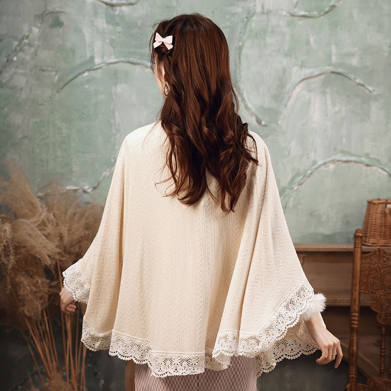 Frog Buttoned Lace Trim Jacket