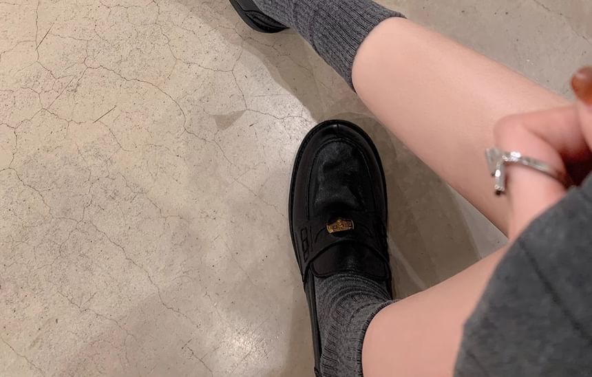 Leather Metal Accent Faux Loafers