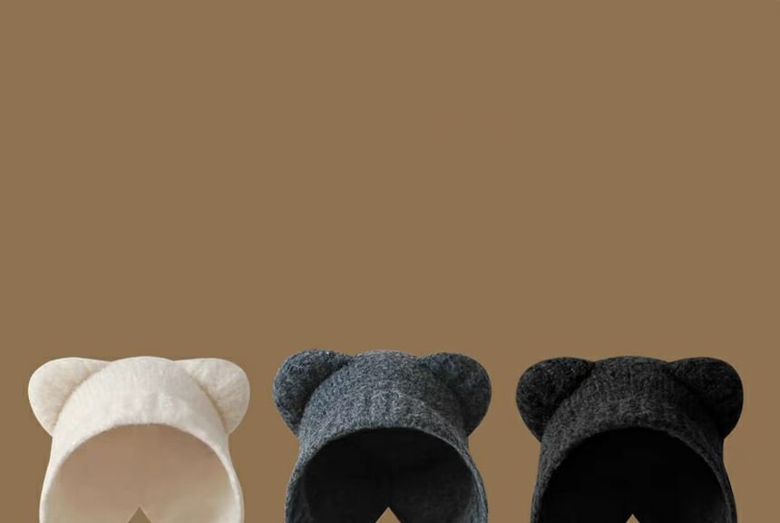Fleece Bear Ear Hat Bonnet