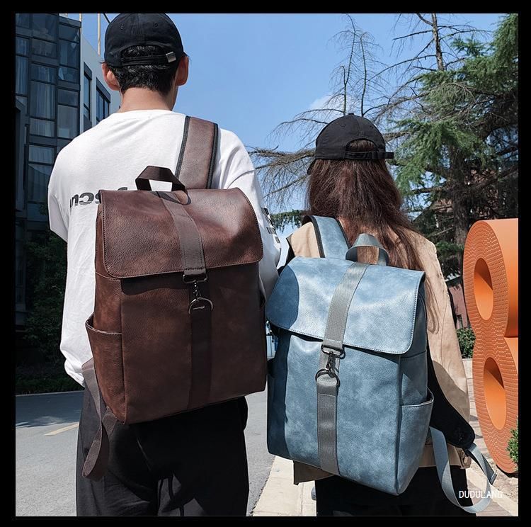 Leather Flap Backpack Faux