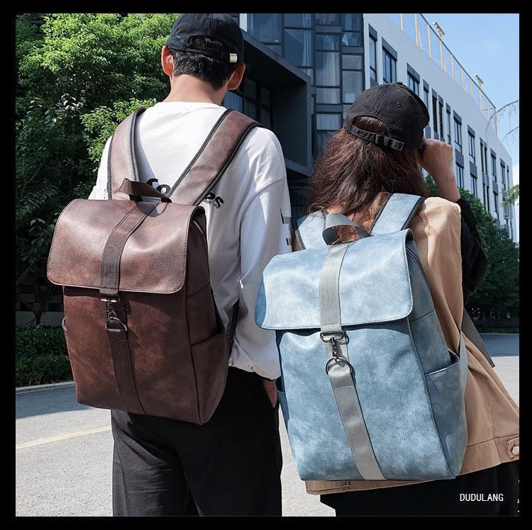 Leather Flap Backpack Faux