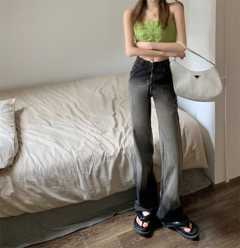 Fit Waist Loose Washed Jeans High Gradient