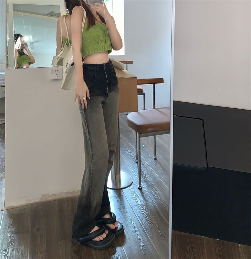 Fit Waist Loose Washed Jeans High Gradient