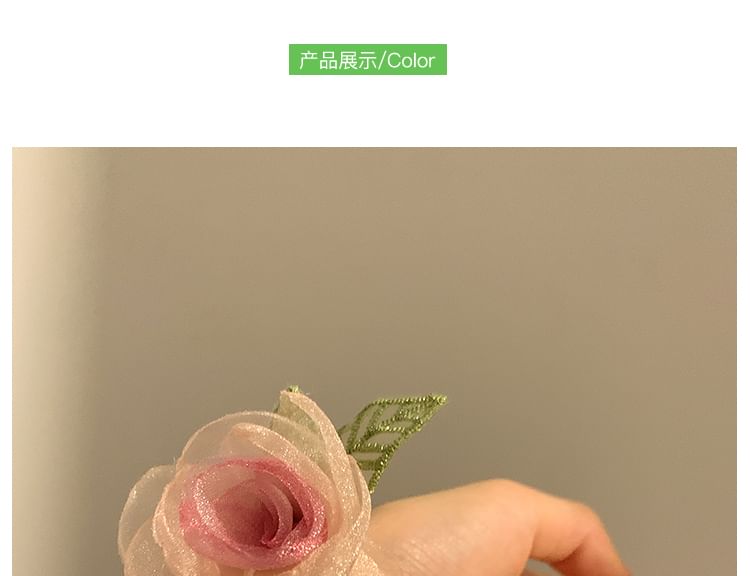 Hair / Scrunchie Clip Mesh Tie Designs) Pearl (Various Rose Faux