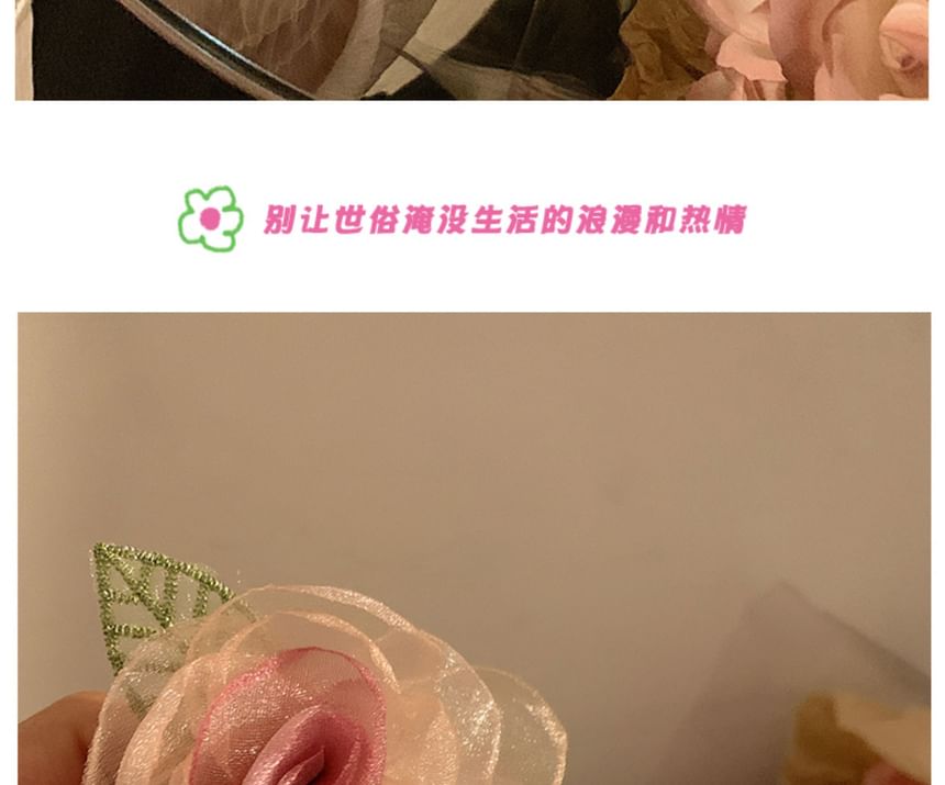 Hair / Scrunchie Clip Mesh Tie Designs) Pearl (Various Rose Faux