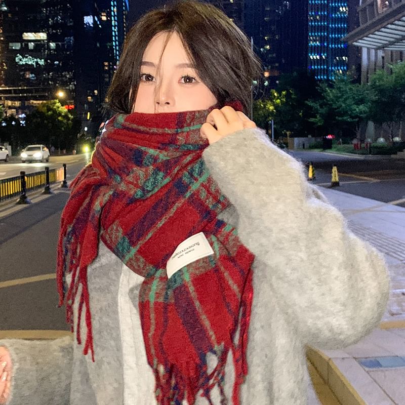Scarf Plaid Tasseled