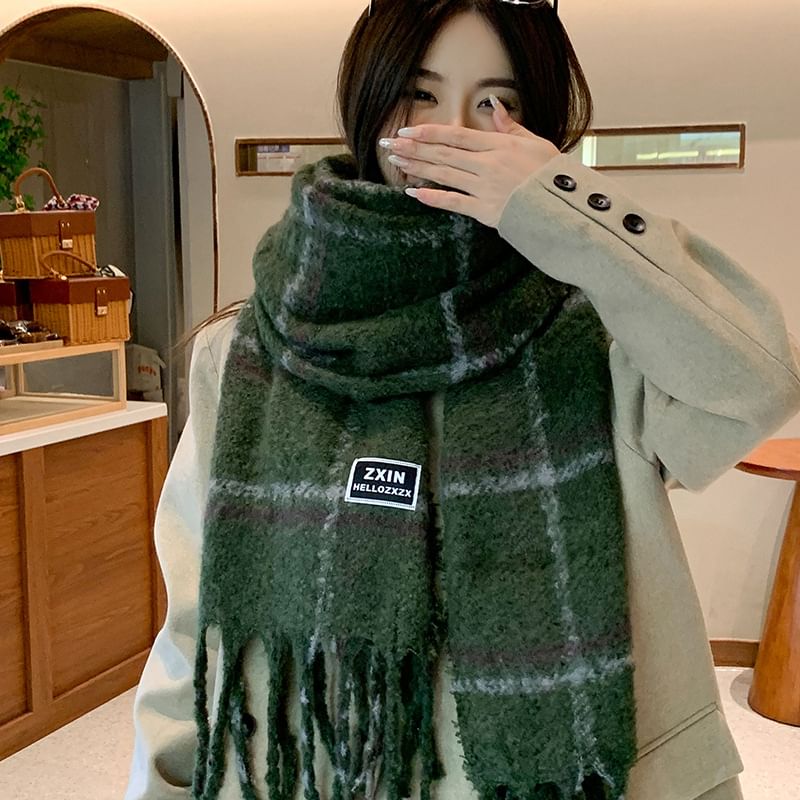 Plaid Tasseled Scarf