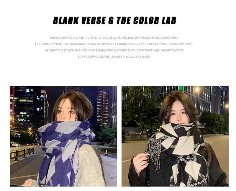 Argyle Scarf Tasseled Print