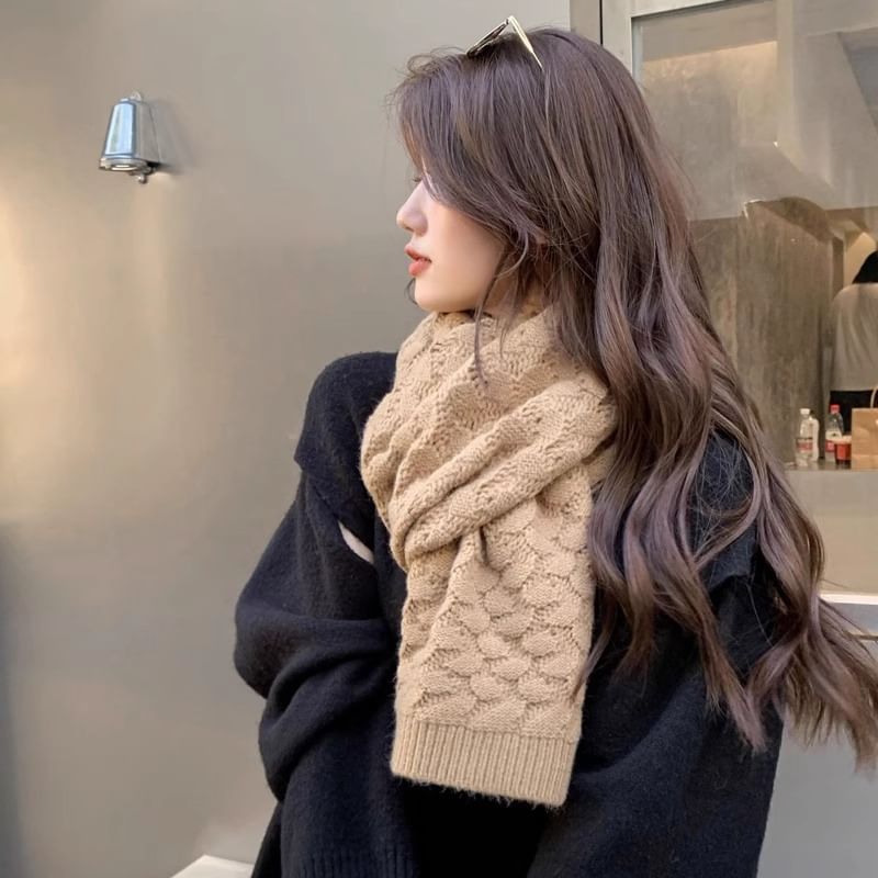 Knit Scarf Pointelle Plain