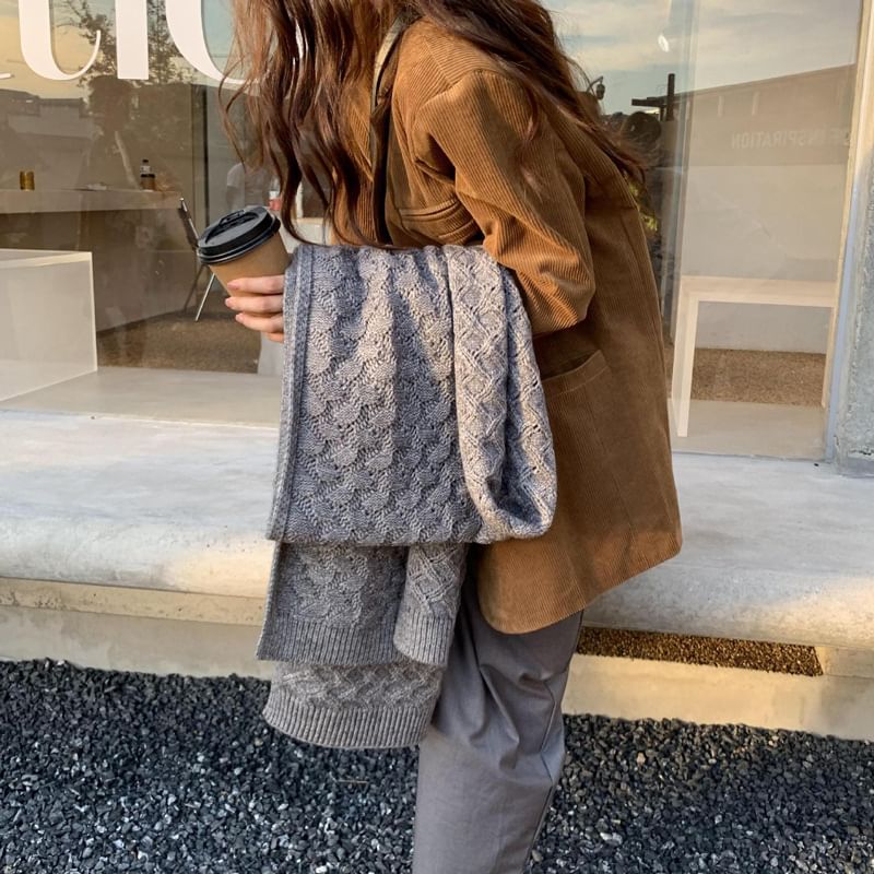 Knit Scarf Pointelle Plain