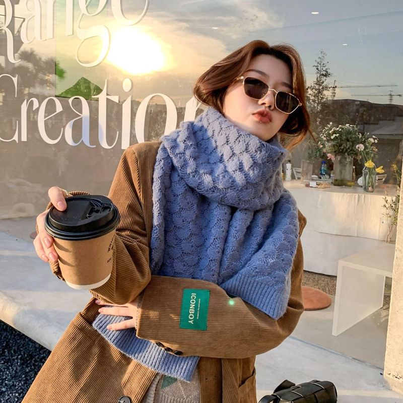 Knit Scarf Pointelle Plain