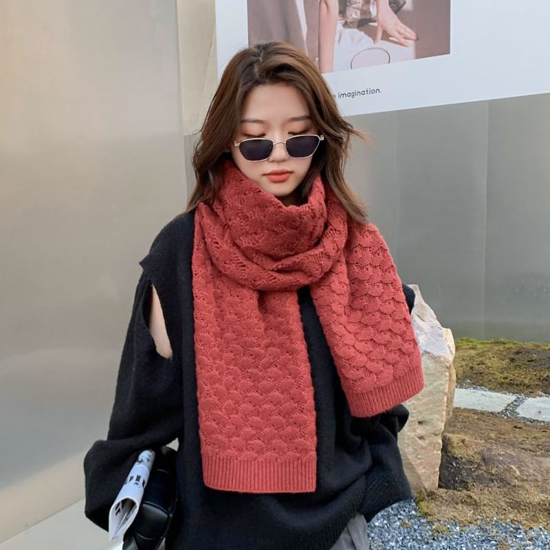 Knit Scarf Pointelle Plain