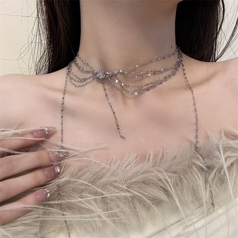 Rhinestone Choker Layered