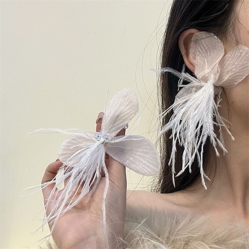 Earring Drop Floral Fringed