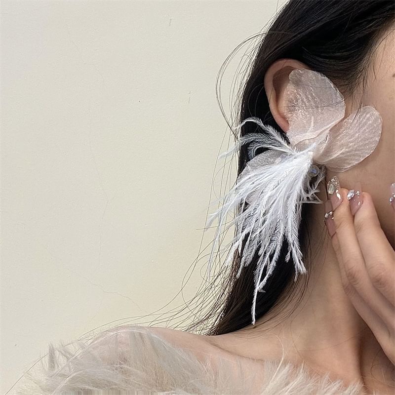 Earring Drop Floral Fringed