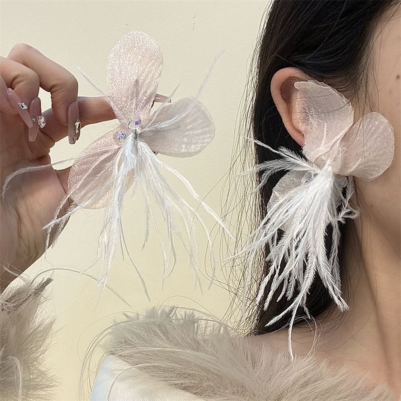 Earring Drop Floral Fringed