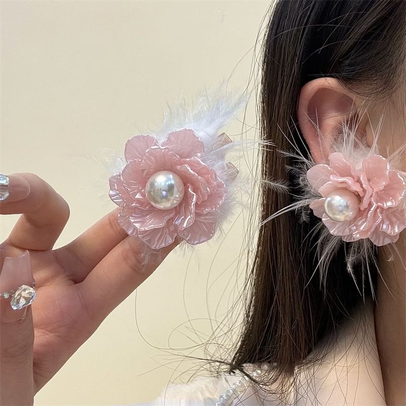 Frayed Drop Earring Floral