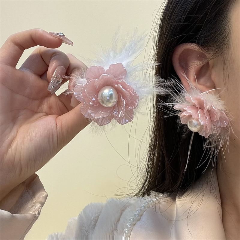 Frayed Drop Earring Floral