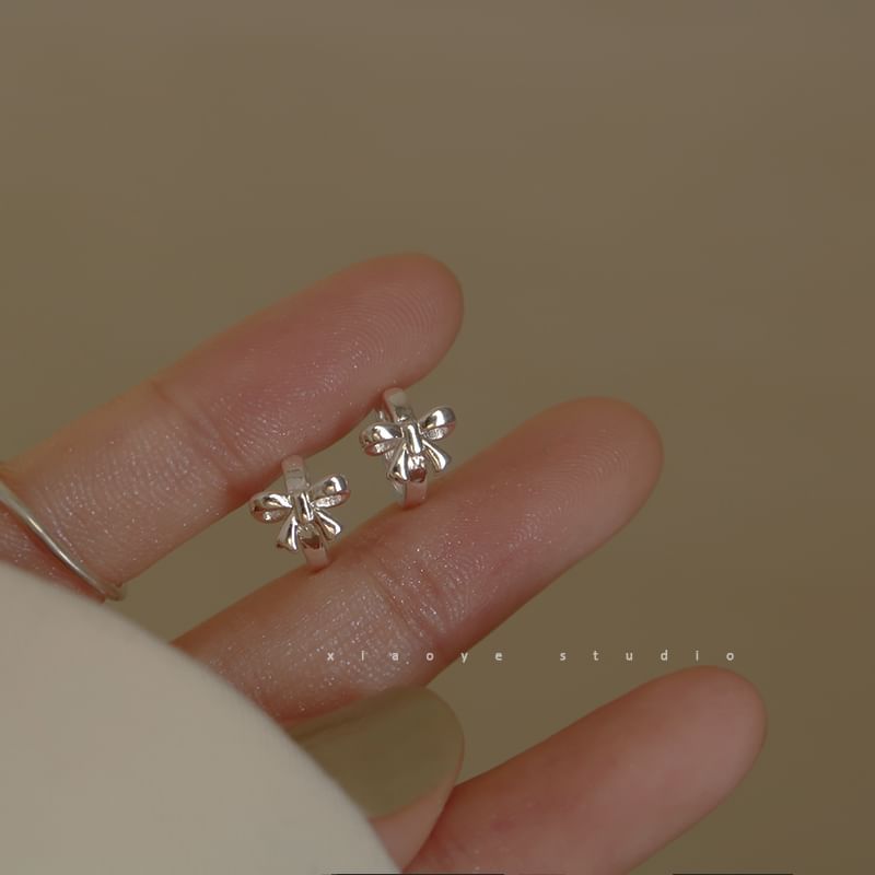 Huggie Bow Earring Sterling Silver