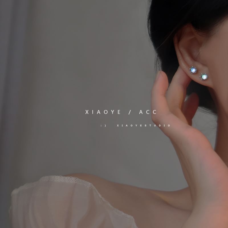 Stud Sterling Earring Silver Gemstone Faux