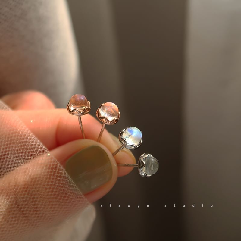 Stud Sterling Earring Silver Gemstone Faux