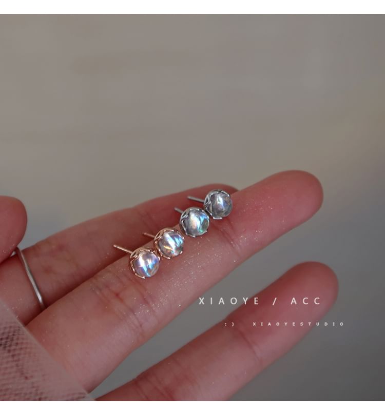 Stud Sterling Earring Silver Gemstone Faux