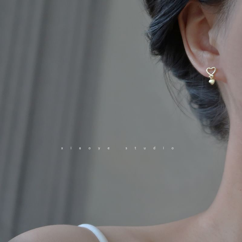 Drop Silver Heart Earring Sterling